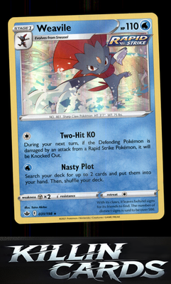 Weavile 031/198 Pokemon Holo Rare SWSH06: Chilling Reign Card NM