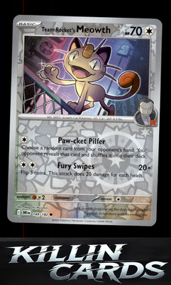 Reverse Holofoil Team Rocket's Meowth 149/182 Pokemon Common SV10: Destined Riva