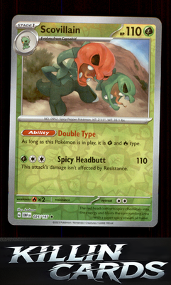 Reverse Holofoil Scovillain 025/197 Pokemon Rare SV03: Obsidian Flames Card NM