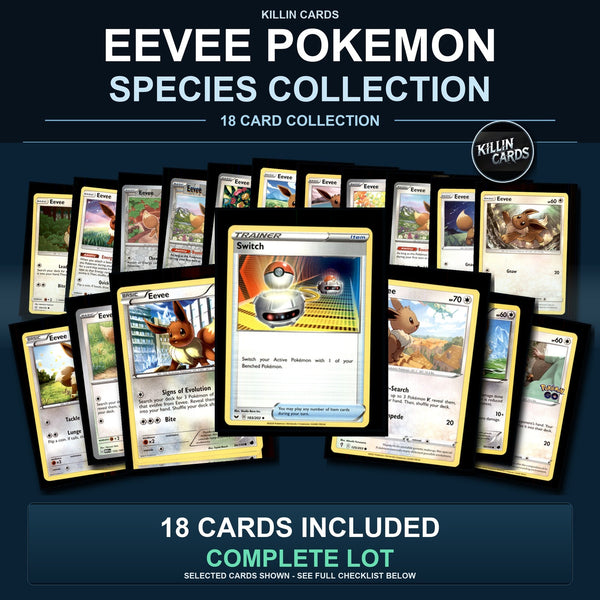 Pokemon TCG Eevee Pokemon Species Collection 18 Different Cards Collection