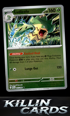 Reverse Holofoil Ludicolo - 007/094 007/094 Pokemon Uncommon ME02: Phantasmal Fl