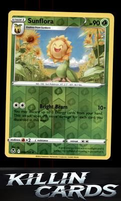 Reverse Holofoil Sunflora 006/195 Pokemon Uncommon SWSH12: Silver Tempest Card N