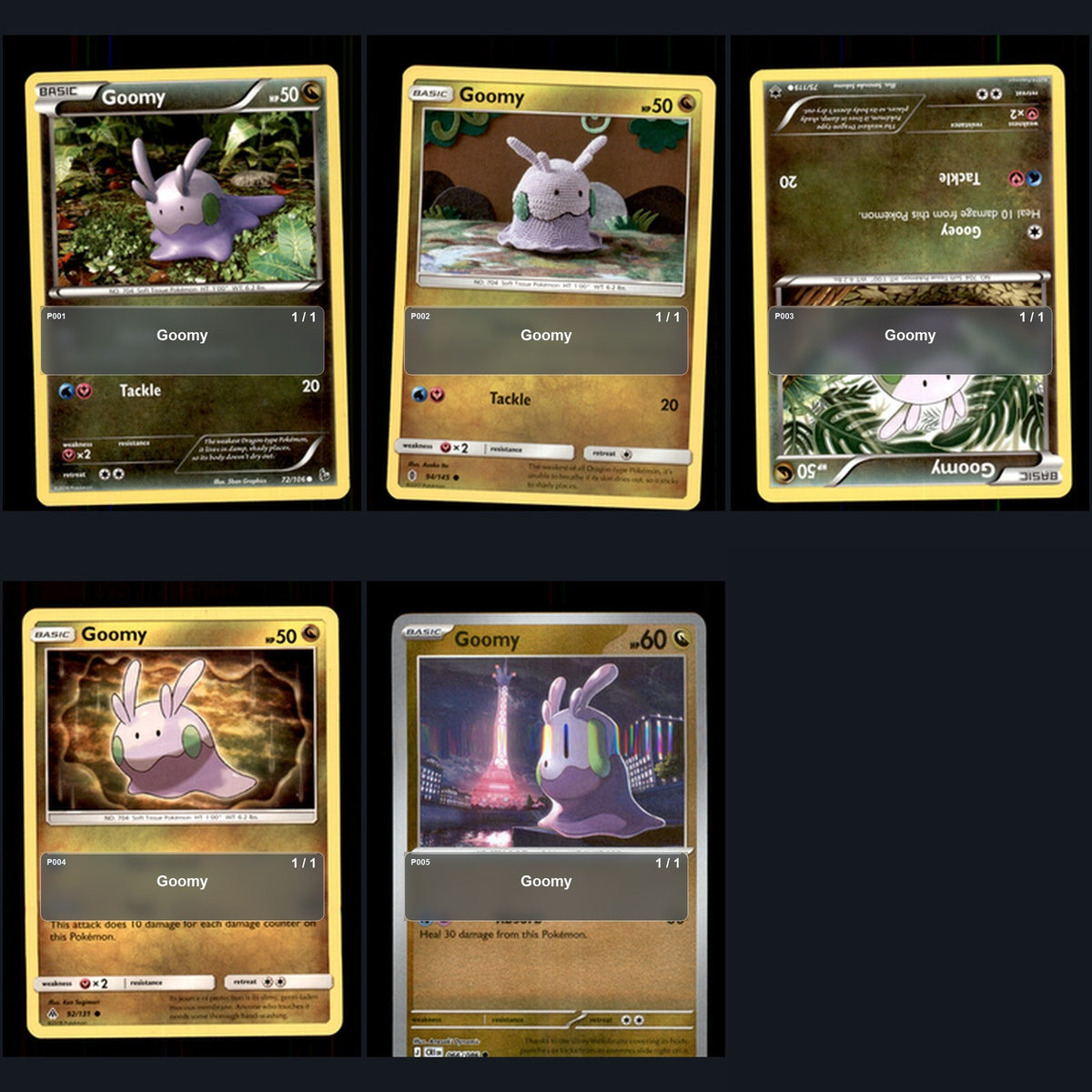 Pokemon TCG Goomy Species Collection 5 Different Cards