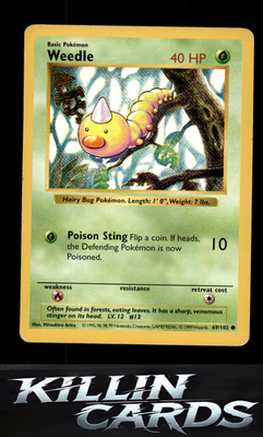 Weedle 069/102 Pokemon Common Base Set (Shadowless) Card LP