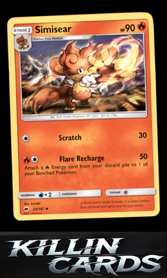 Simisear 23/147 Pokemon Uncommon SM - Burning Shadows Card NM