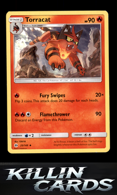 Torracat 25/149 Pokemon Uncommon SM Base Set Card LP
