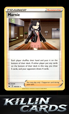 Marnie 169/202 Pokemon Holo Rare SWSH01: Sword & Shield Base Set Card NM
