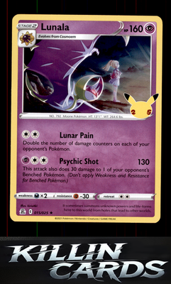 Lunala 015/025 Pokemon Holo Rare Celebrations Card NM