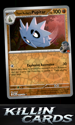 Reverse Holofoil Team Rocket's Pupitar 095/182 Pokemon Common SV10: Destined Riv