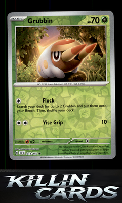 Reverse Holofoil Grubbin 018/162 Pokemon Common SV05: Temporal Forces Card NM