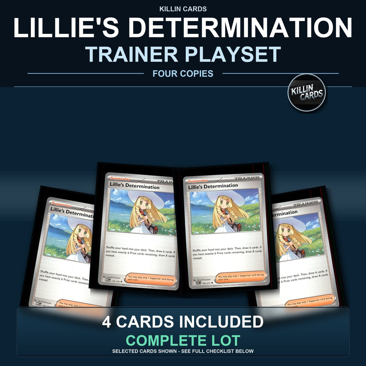 Pokemon TCG Lillie's Determination Trainer Card Playset 4 Cards