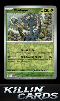 Reverse Holofoil Dhelmise 010/191 Pokemon Common SV08: Surging Sparks Card NM