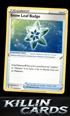 Snow Leaf Badge 159/203 Pokemon Uncommon SWSH07: Evolving Skies Card NM
