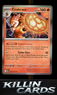 Cinderace 028/132 Pokemon Rare ME01: Mega Evolution Card NM