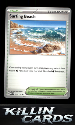 Surfing Beach 129/132 Pokemon Uncommon ME01: Mega Evolution Card NM