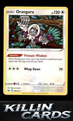 Oranguru 148/202 Pokemon Holo Rare SWSH01: Sword & Shield Base Set Card NM