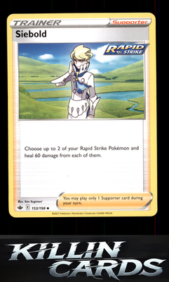 Siebold 153/198 Pokemon Uncommon SWSH06: Chilling Reign Card NM