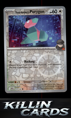 Reverse Holofoil Team Rocket's Porygon 153/182 Pokemon Common SV10: Destined Riv