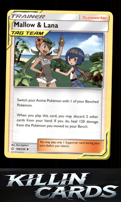 Mallow & Lana 198/236 Pokemon Uncommon SM - Cosmic Eclipse Card LP