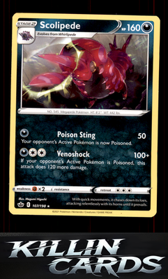 Scolipede 107/198 Pokemon Rare SWSH06: Chilling Reign Card NM