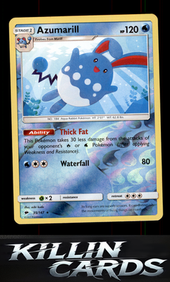 Reverse Holofoil Azumarill 35/147 Pokemon Rare SM - Burning Shadows Card NM