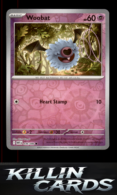 Reverse Holofoil Woobat 036/086 Pokemon Common SV: White Flare Card NM