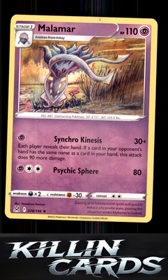 Malamar 078/196 Pokemon Rare SWSH11: Lost Origin Card NM