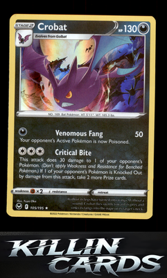 Crobat 105/195 Pokemon Holo Rare SWSH12: Silver Tempest Card NM