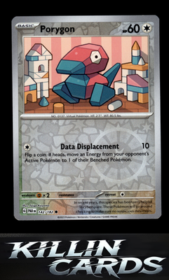 Reverse Holofoil Porygon 142/182 Pokemon Common SV04: Paradox Rift Card NM
