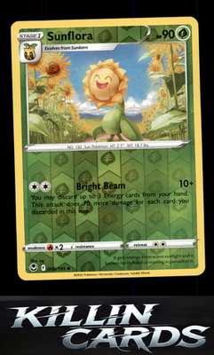 Reverse Holofoil Sunflora 006/195 Pokemon Uncommon SWSH12: Silver Tempest Card N