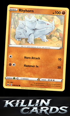 Rhyhorn (096) 096/202 Pokemon Common SWSH01: Sword & Shield Base Set Card LP