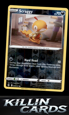 Reverse Holofoil Scraggy 098/203 Pokemon Common SWSH07: Evolving Skies Card NM