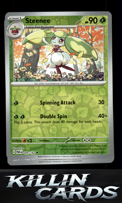 Reverse Holofoil Steenee 009/182 Pokemon Uncommon SV04: Paradox Rift Card NM