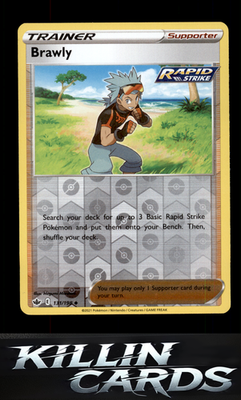 Reverse Holofoil Brawly 131/198 Pokemon Uncommon SWSH06: Chilling Reign Card NM