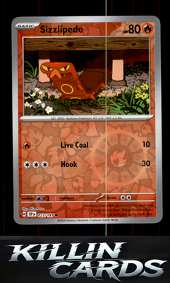 Reverse Holofoil Sizzlipede 027/191 Pokemon Common SV08: Surging Sparks Card NM