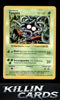 Tangela 066/102 Pokemon Common Base Set (Shadowless) Card LP