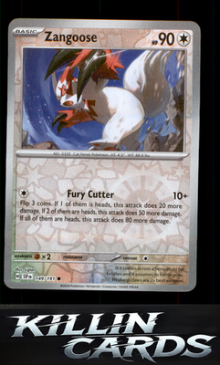 Reverse Holofoil Zangoose 149/191 Pokemon Common SV08: Surging Sparks Card NM