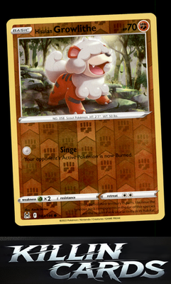 Reverse Holofoil Hisuian Growlithe 083/196 Pokemon Common SWSH11: Lost Origin Ca