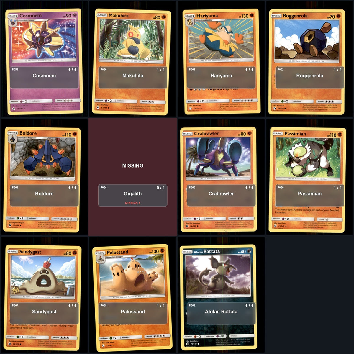 Pokemon TCG SM Base Set C/UC/R Standard Set 113 Cards