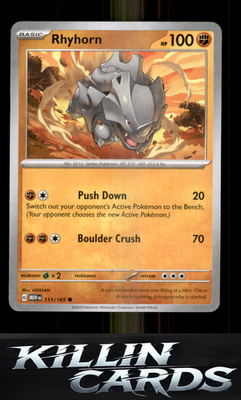 Rhyhorn 111/165 Pokemon Common SV: Scarlet & Violet 151 Card NM