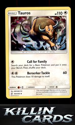 Tauros 164/236 Pokemon Uncommon SM - Unified Minds Card NM