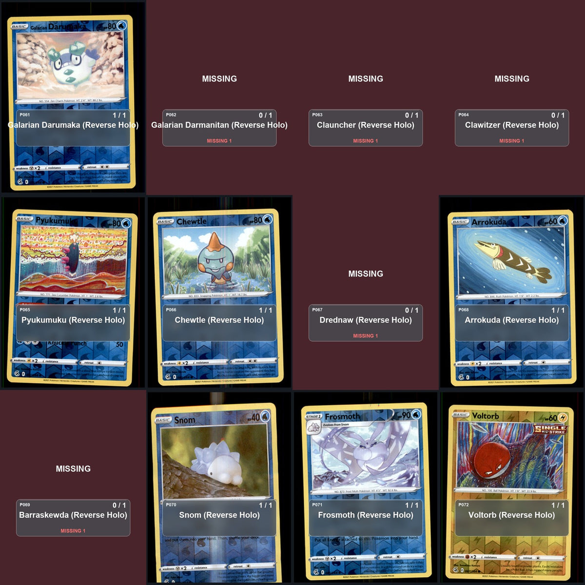 Pokemon TCG SWSH08: Fusion Strike Reverse Holo Master Set 145 Reverse Holo Card