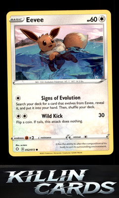 Eevee 052/072 Pokemon Common Shining Fates Card NM