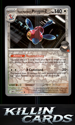 Reverse Holofoil Team Rocket's Porygon-Z 155/182 Pokemon Uncommon SV10: Destined