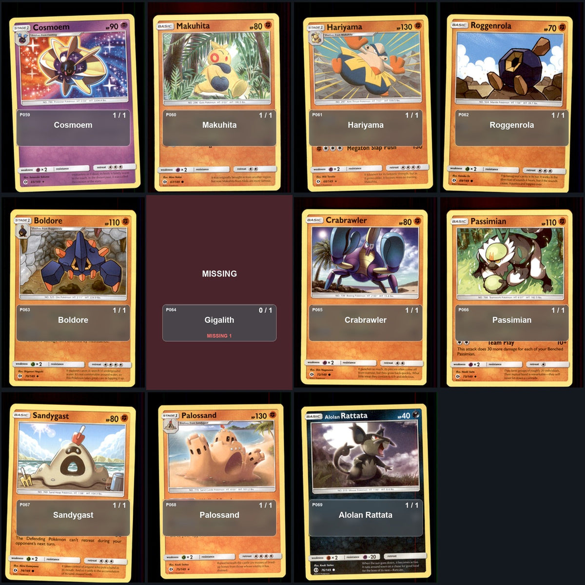 Pokemon TCG SM Base Set C/UC/R Standard Set 115 Cards