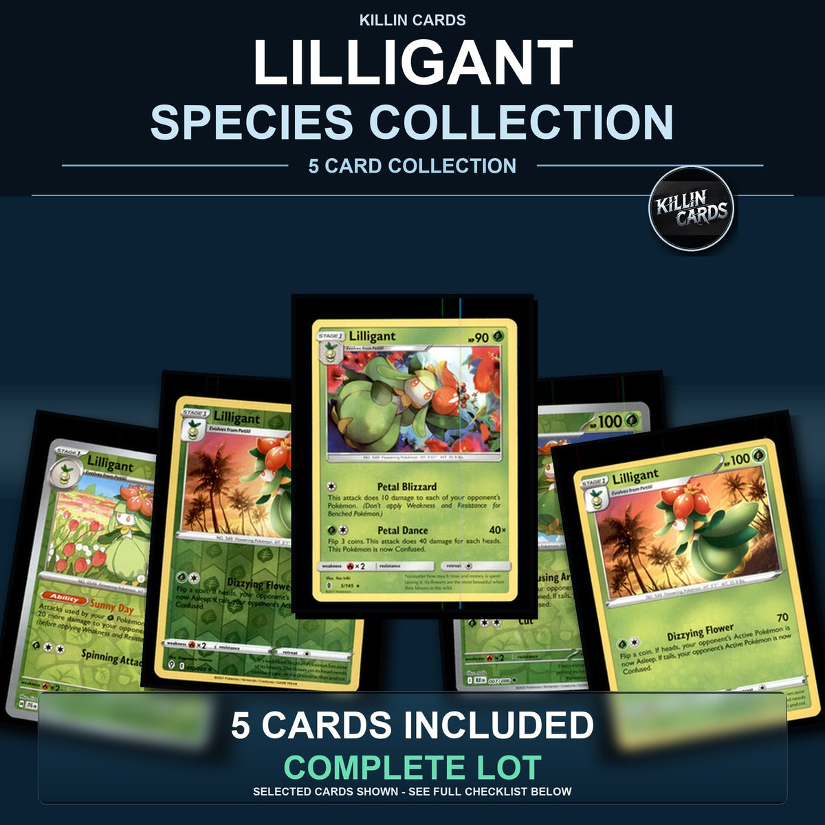 Pokemon TCG Lilligant Species Collection 5 Different Cards