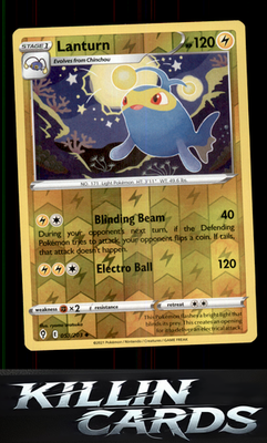 Reverse Holofoil Lanturn 053/203 Pokemon Uncommon SWSH07: Evolving Skies Card NM