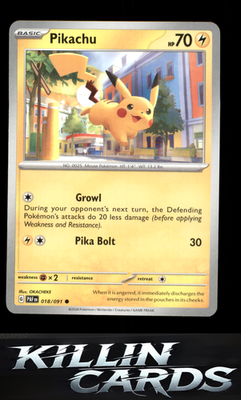 Pikachu - 018/091 018/091 Pokemon Common SV: Paldean Fates Card NM
