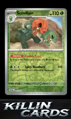 Reverse Holofoil Scovillain 025/197 Pokemon Rare SV03: Obsidian Flames Card NM