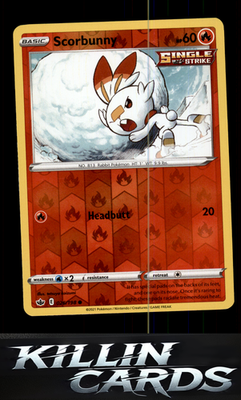 Reverse Holofoil Scorbunny 026/198 Pokemon Common SWSH06: Chilling Reign Card NM